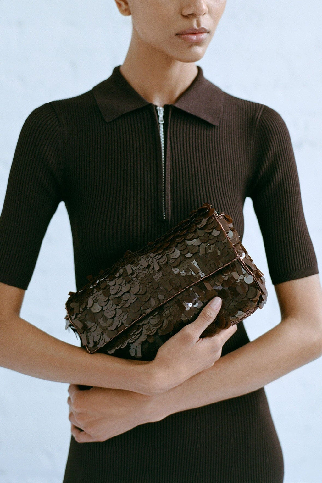 TIMMY SHOULDER BAG | CACAO SEQUINS