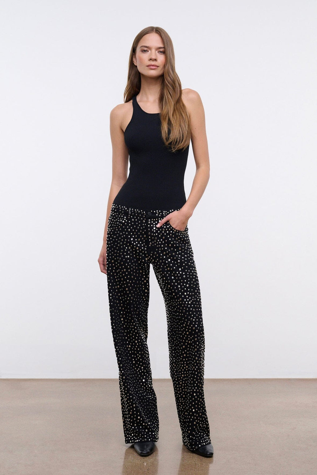GUS STUDDED RELAXED JEAN | BLACK