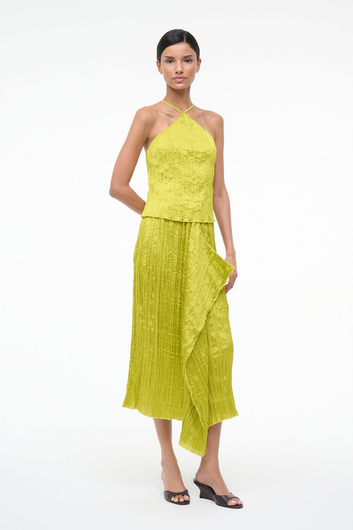MAI SKIRT | CHARTREUSE PLISSE