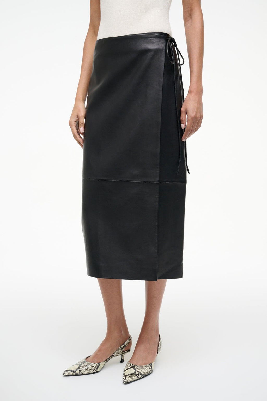 ROMAN LEATHER WRAP SKIRT | BLACK