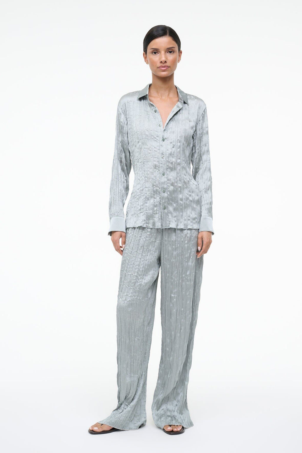 SUKI SHIRT | SILVER SAGE PLISSE