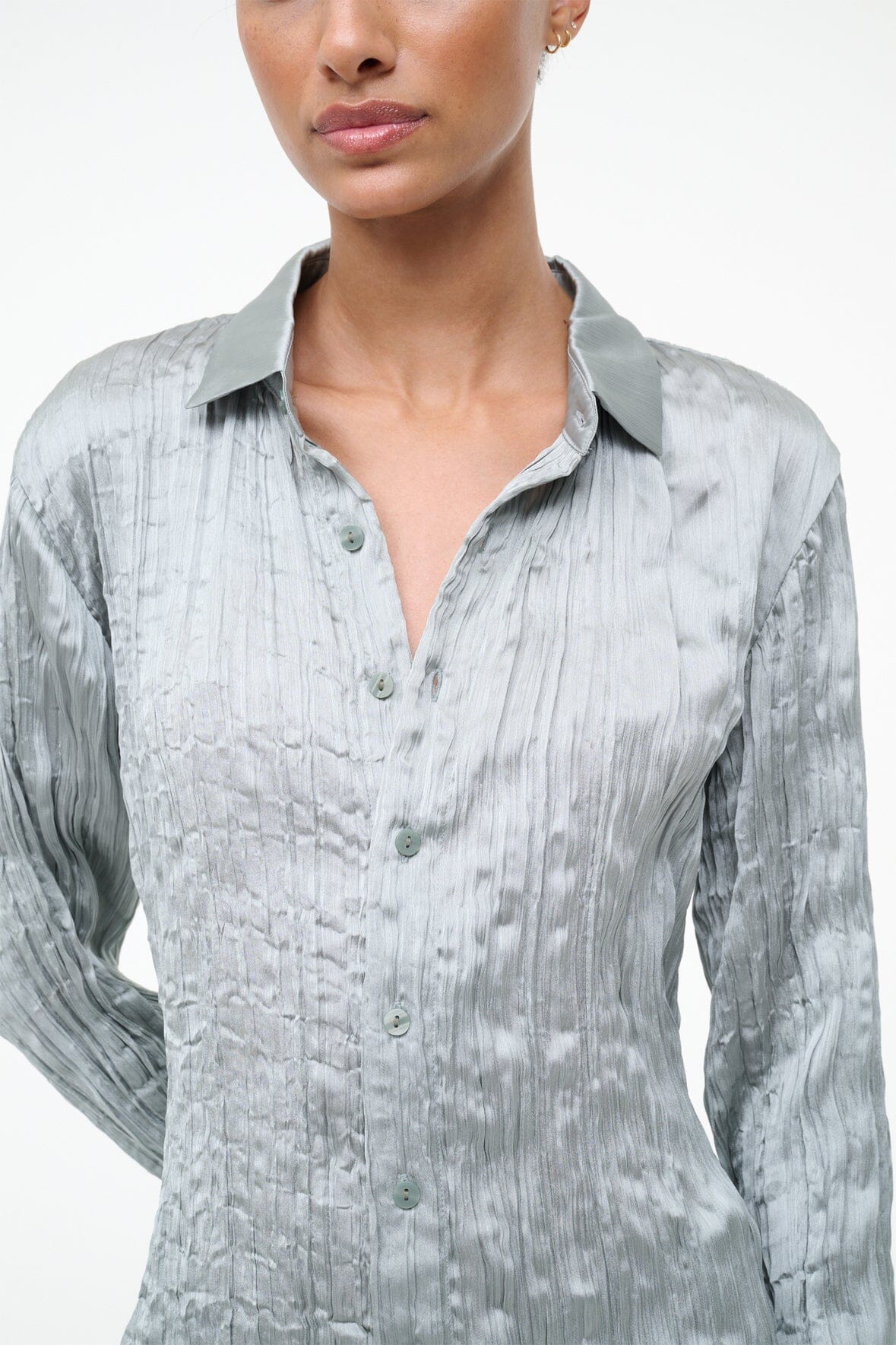 SUKI SHIRT | SILVER SAGE PLISSE