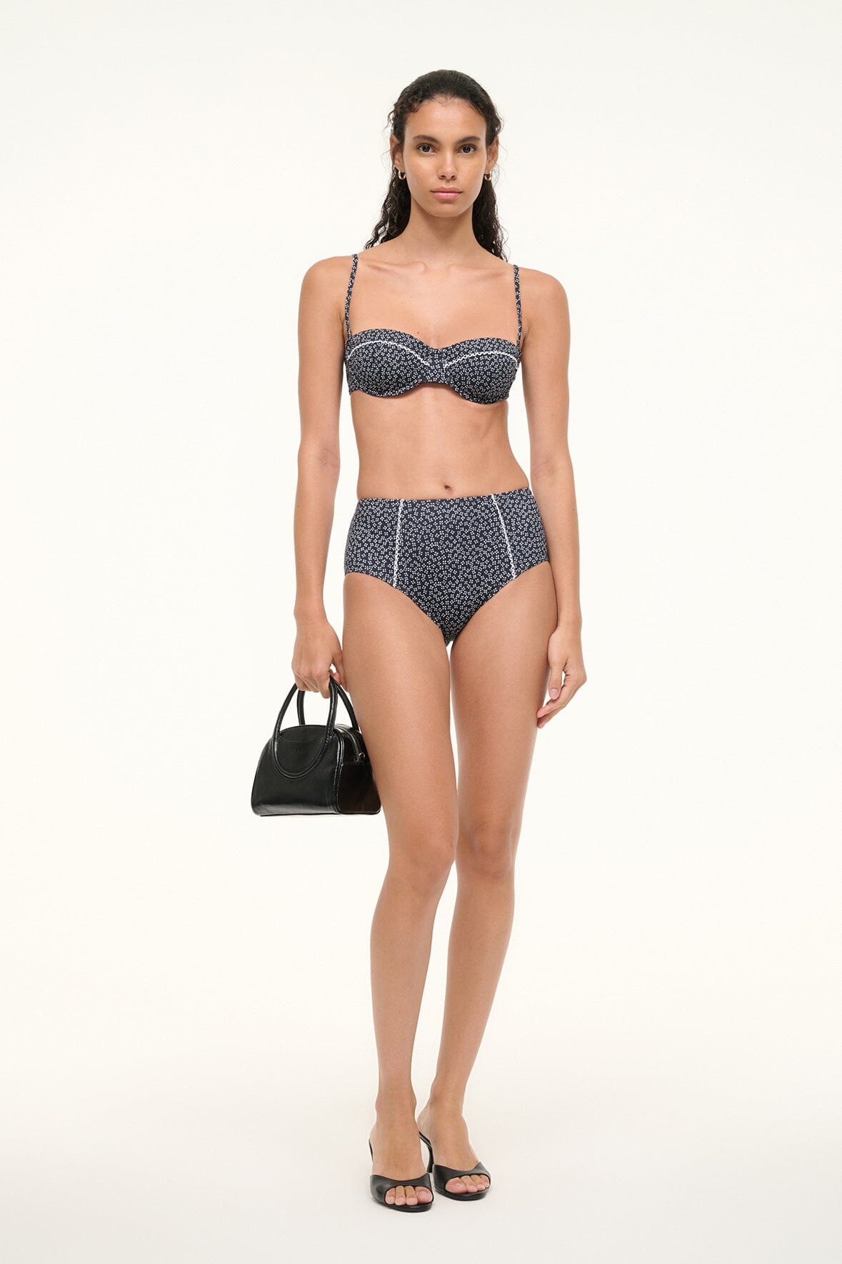 JO BALCONETTE BIKINI TOP | BLACK WOODBLOCK DITSY FLORAL