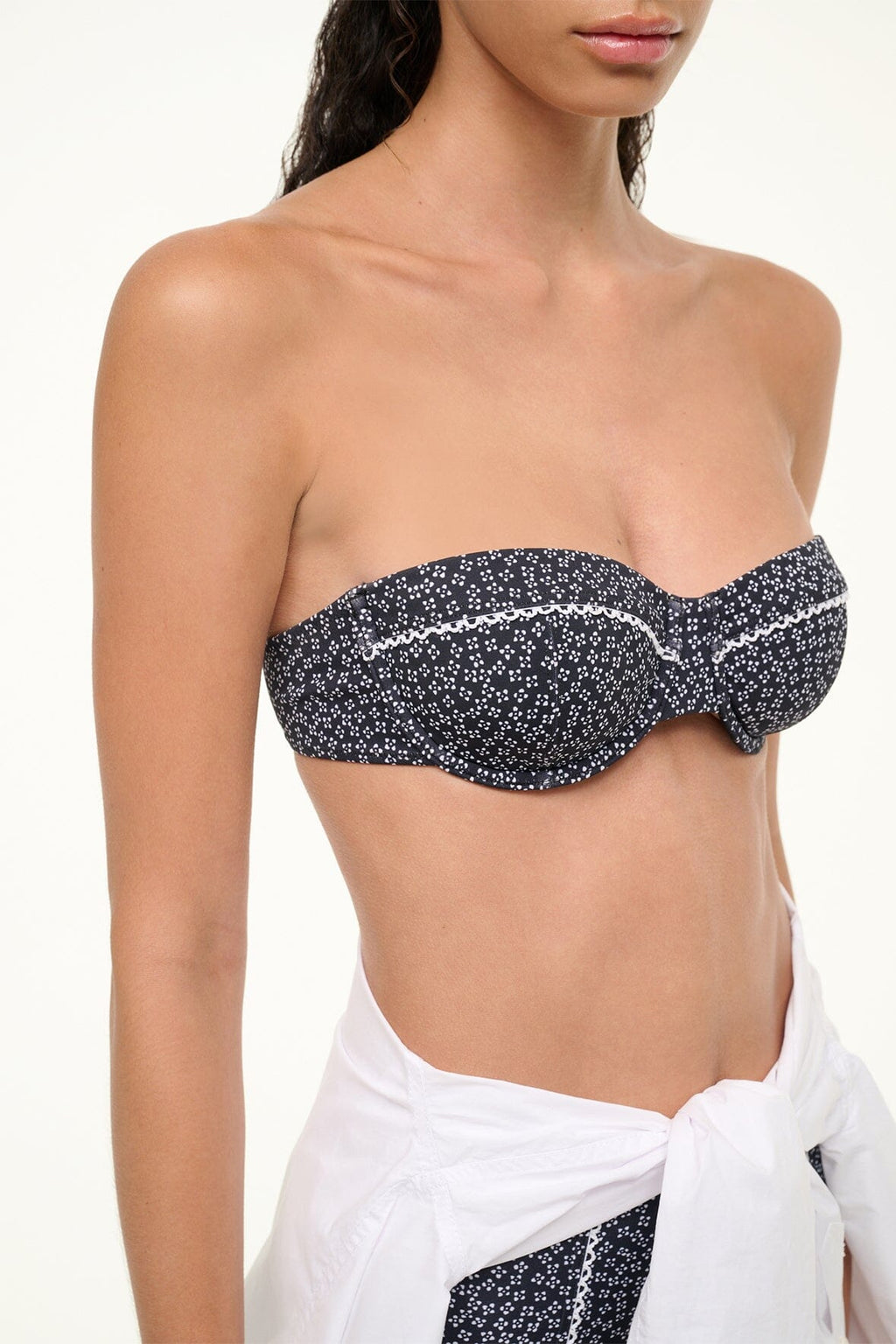 JO BALCONETTE BIKINI TOP | BLACK WOODBLOCK DITSY FLORAL