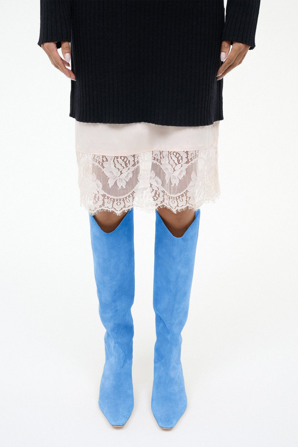 WESTERN WALLY BOOT | STAUD BLUE SUEDE