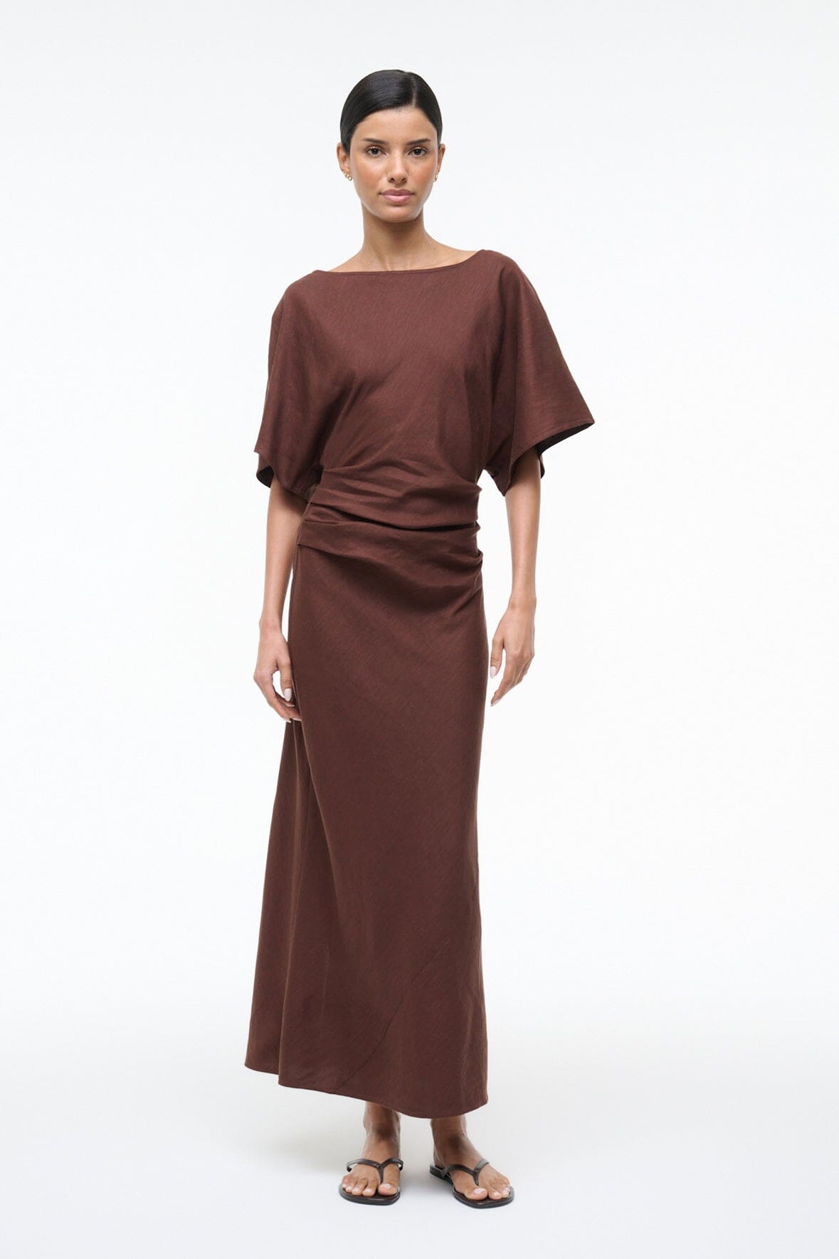 AMELIE LINEN DRESS | DARK OAK