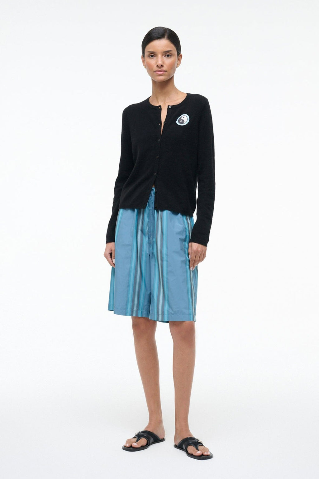 MIDNIGHT CASHMERE CARDIGAN | BLACK PATCHWORK