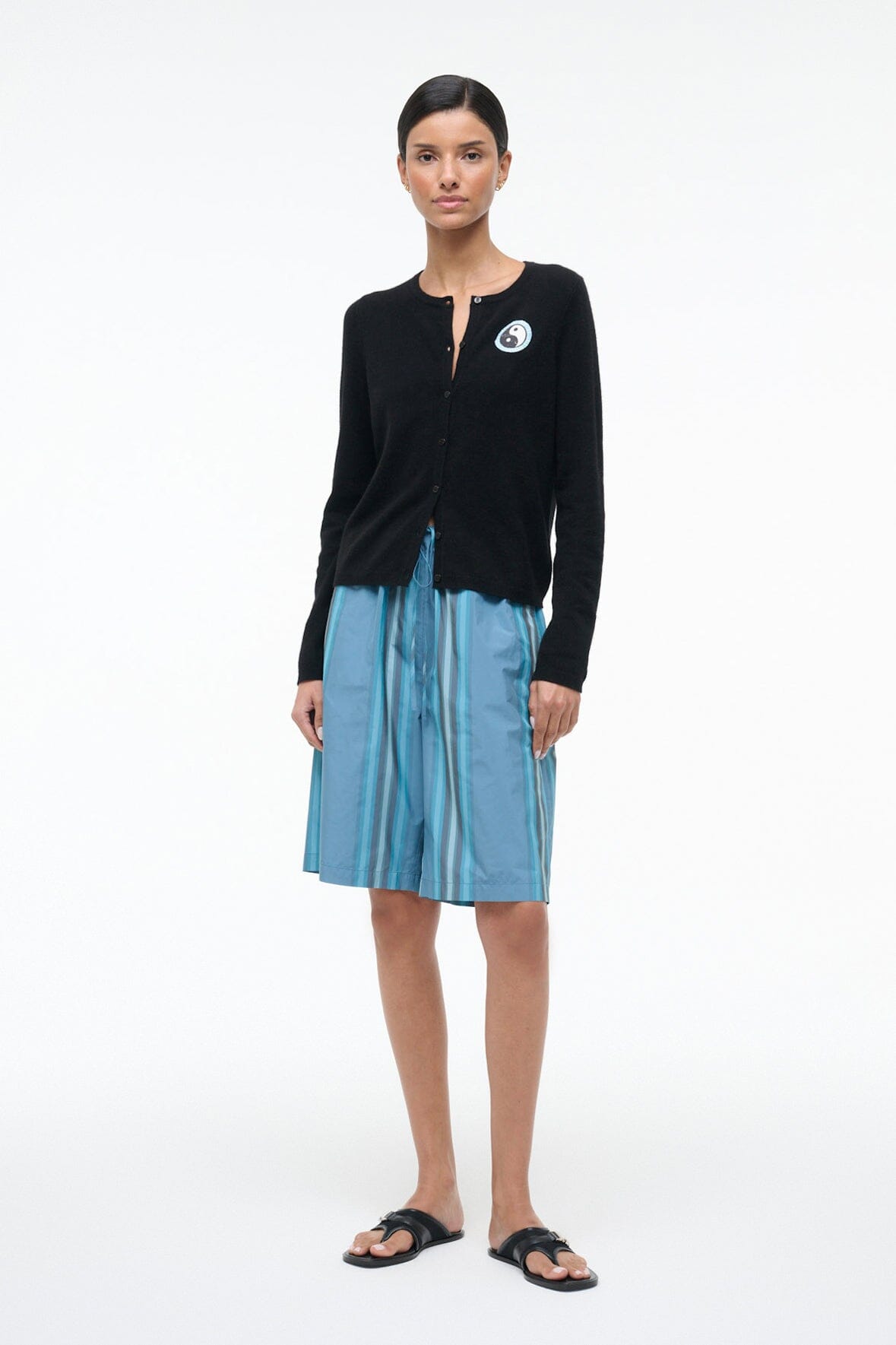 MIDNIGHT CASHMERE CARDIGAN | BLACK PATCHWORK