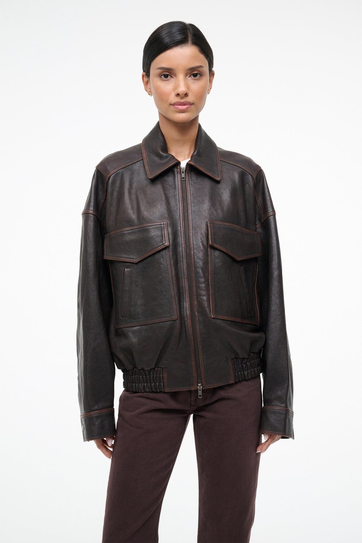 EUGENE LEATHER JACKET | DISTRESSED BROWN