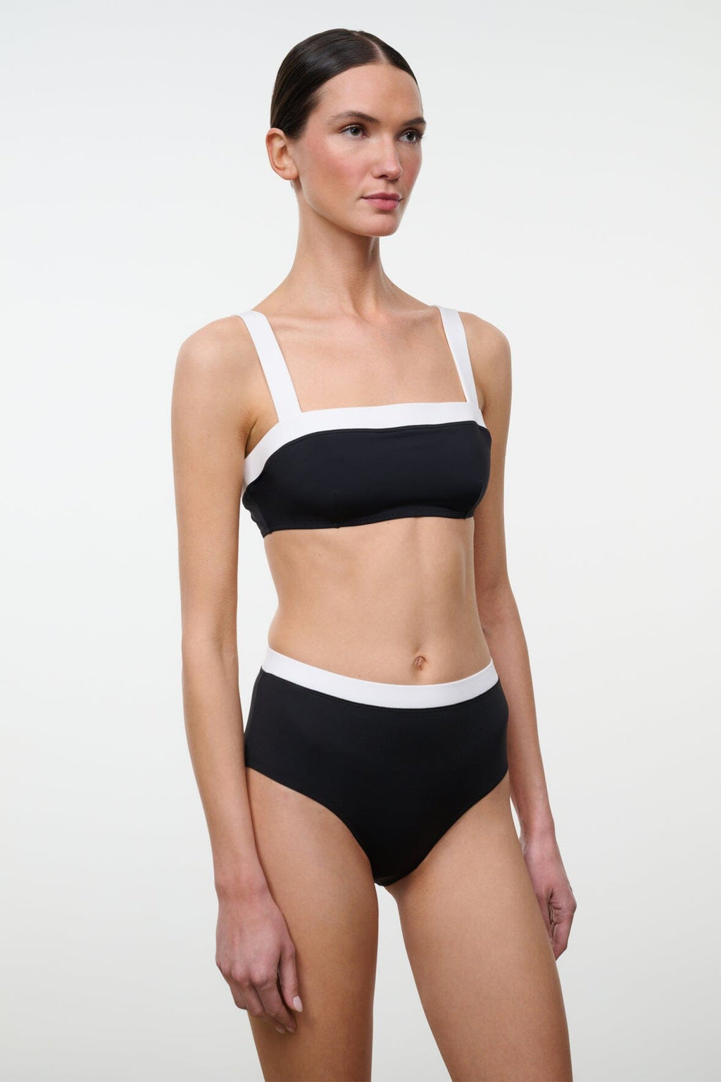 DEVON HIGH RISE BIKINI BOTTOM | BLACK WHITE