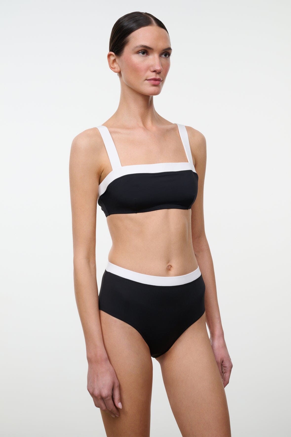 DEVON HIGH RISE BIKINI BOTTOM | BLACK WHITE