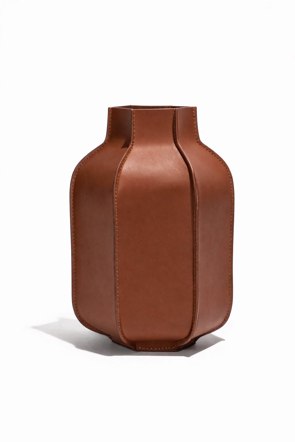HOLLIS LEATHER BOTTLE VASE | TAN