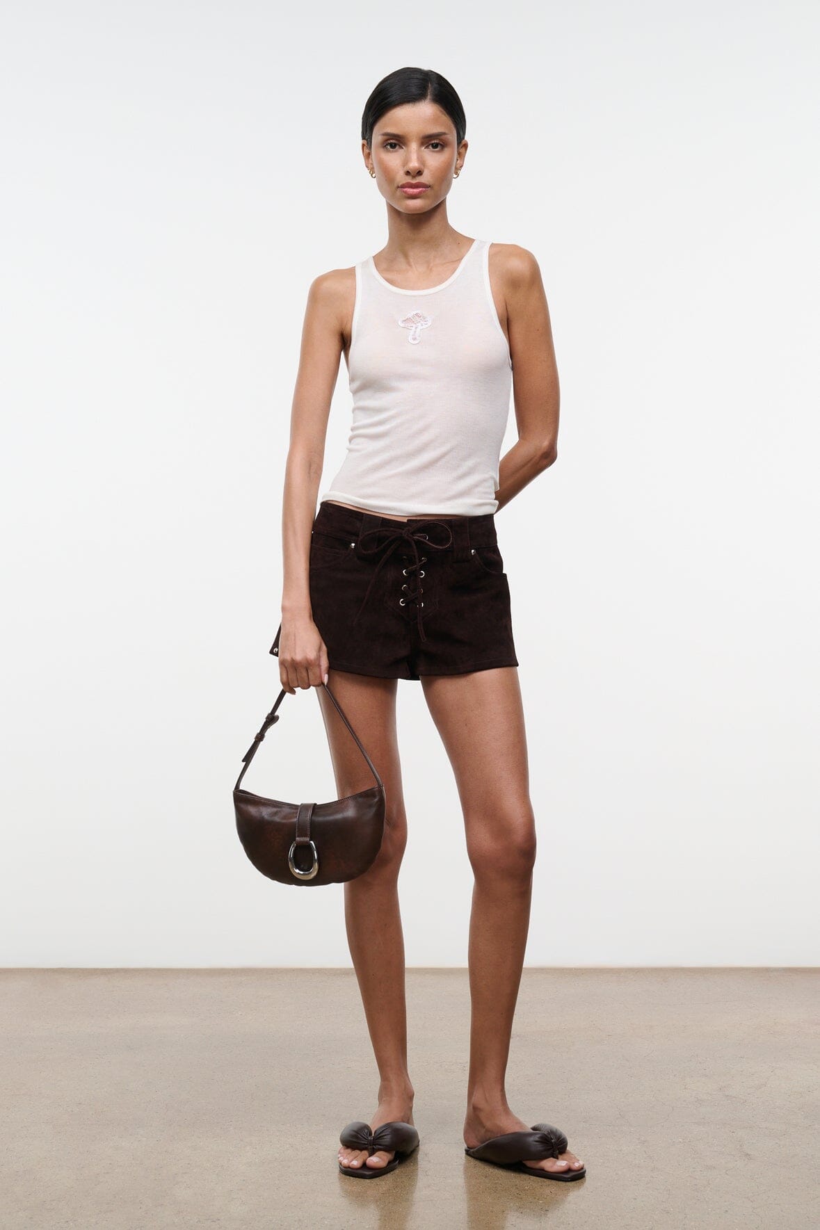 HARLOW CRESCENT SHOULDER BAG | ESPRESSO DISTRESSED