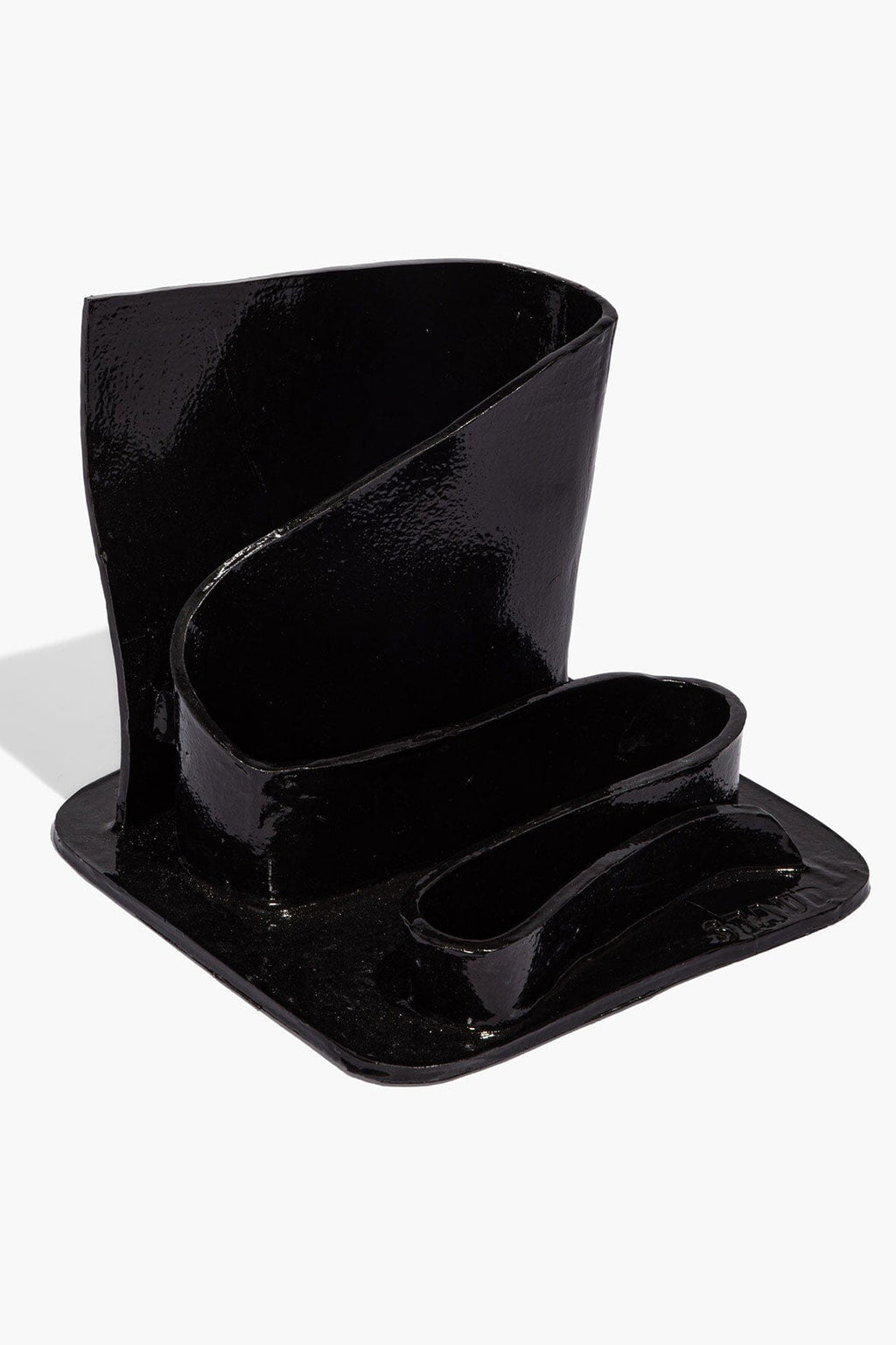 WAVY STATIONARY HOLDER | BLACK GLAZE