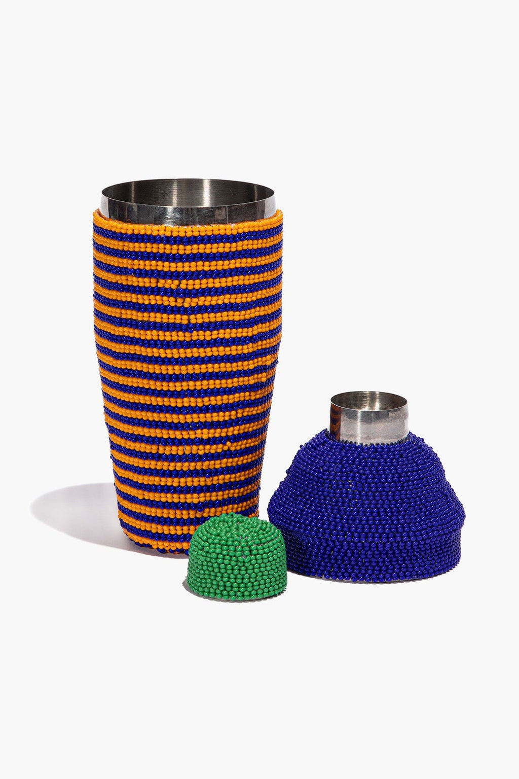 BEADED WHISKEY BAR SET | BLUE STRIPE