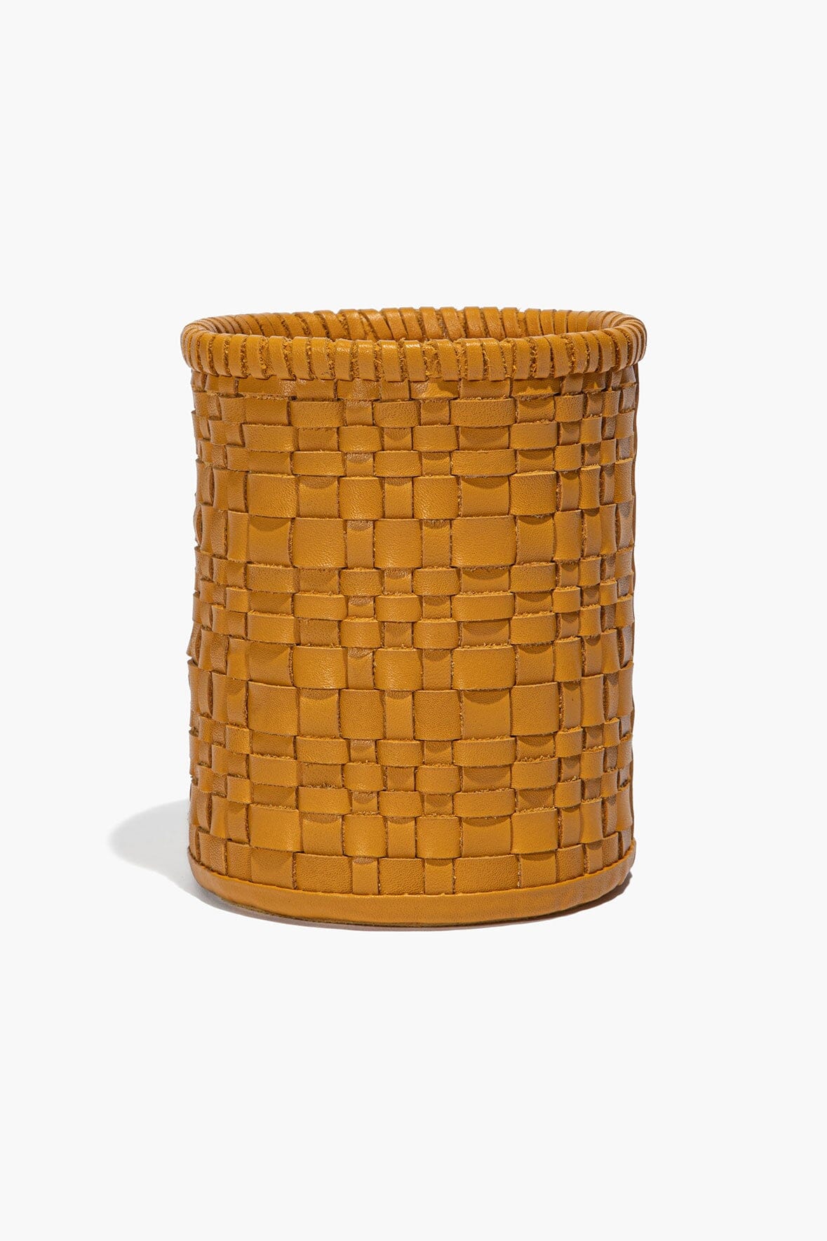 ROWE WOVEN LEATHER CANDLE | GOLDENROD