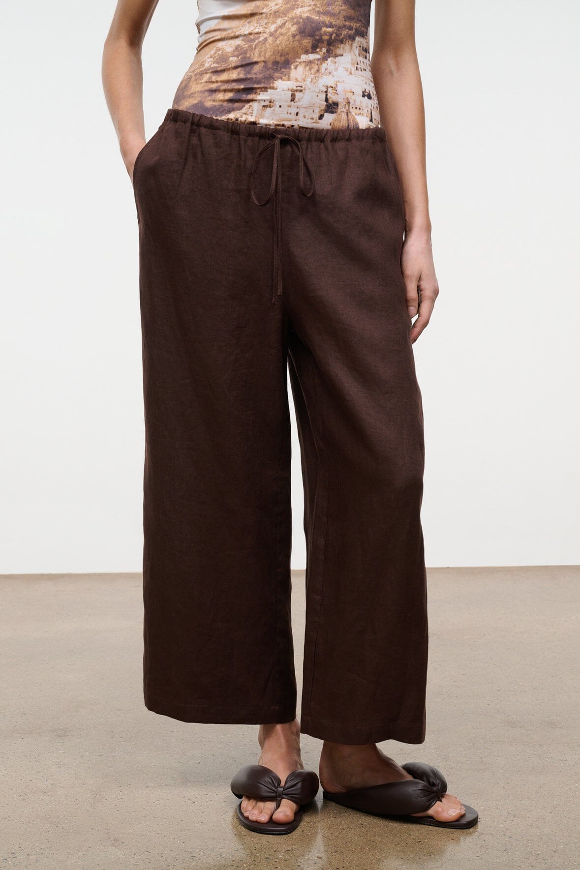 MATEO LINEN CROPPED PANT | ROOT