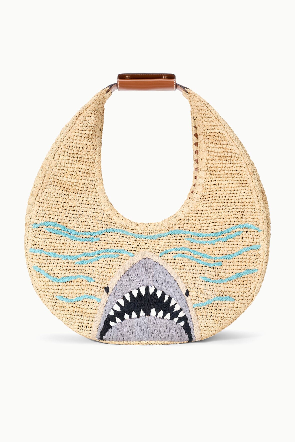 LARGE RAFFIA MOON TOTE BAG | GREAT WHITE