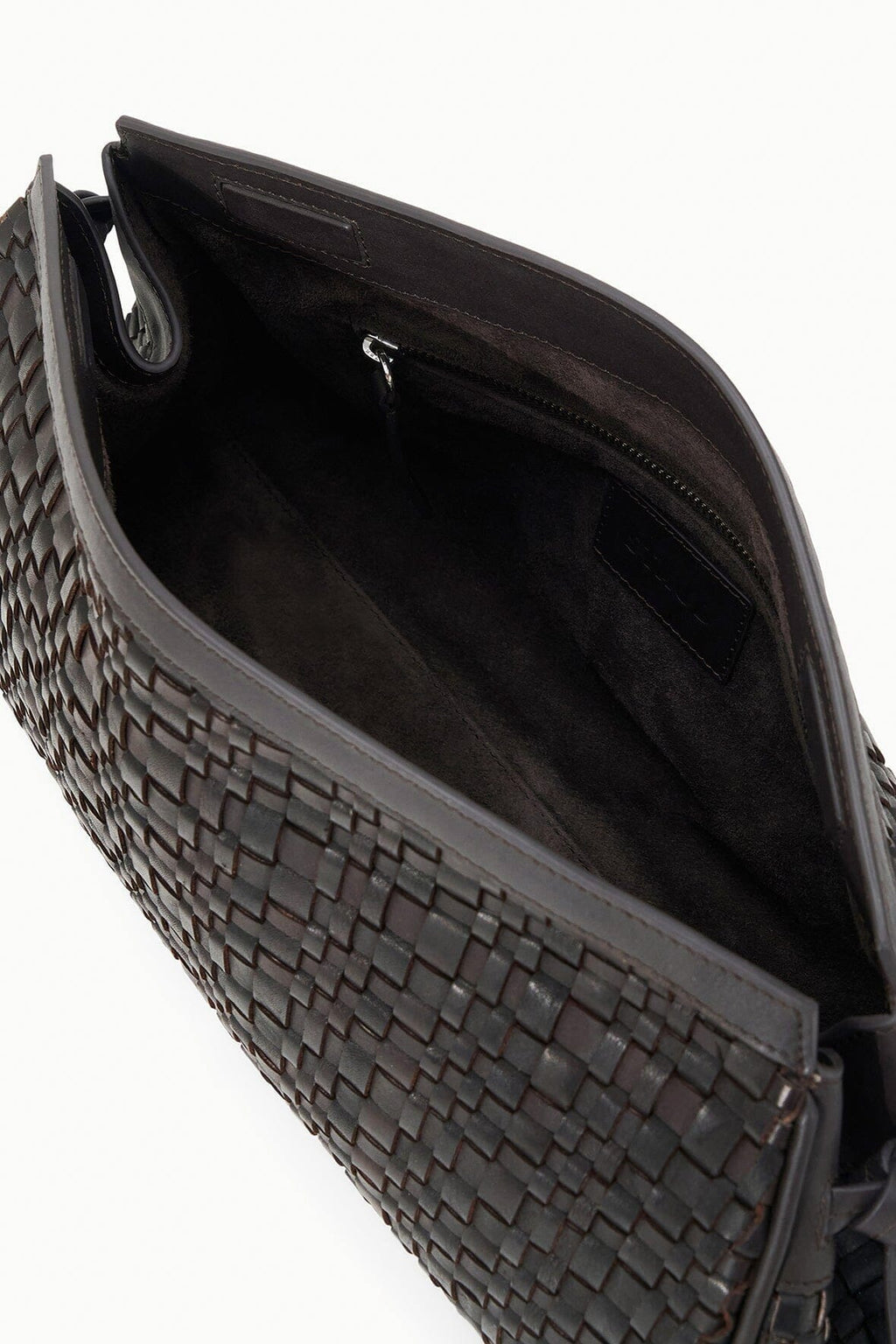 MAUDE SOFT CLUTCH | ESPRESSO WOVEN LEATHER
